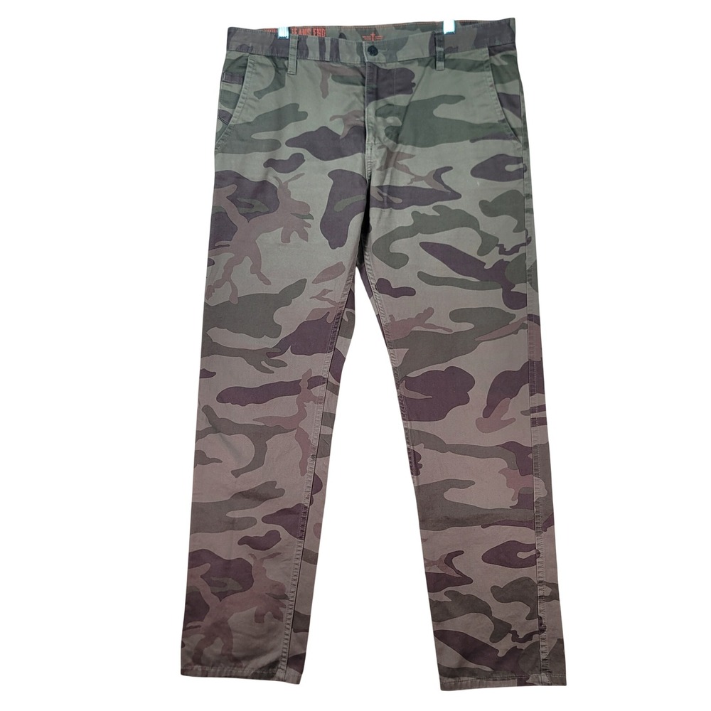 Dockers Alpha Slim Khaki Pants Mens 37x32 Camo Green Good Camouflage Tapered